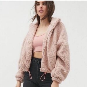 Urban outfitters pink Sherpa cropped jacket